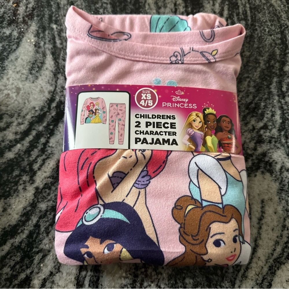 NEW Disney Princess girl's XS 4/5 Pink Soft pajamas pjs 2 pc set sleepwear pink